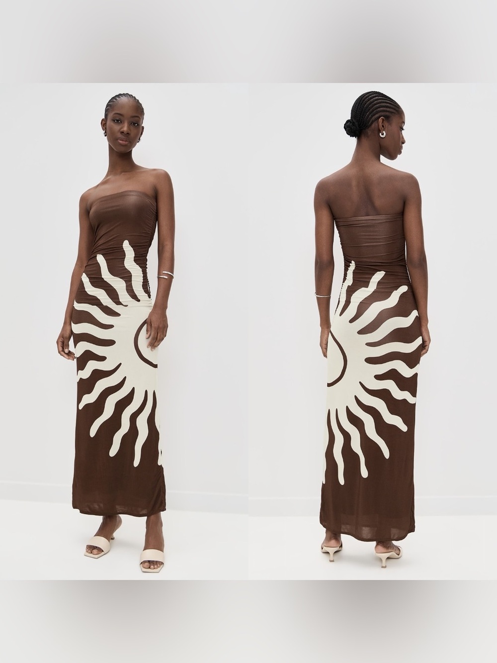 Cala de la Cruz Daphne Ruched Maxi Dress Sunburst Mocca Small